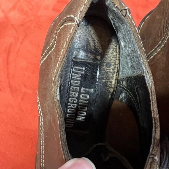 London Underground 90s Platform Shoes Vintage Brown Leather Grunge Y2K Sz 6-6.5 - Picture 5 of 14